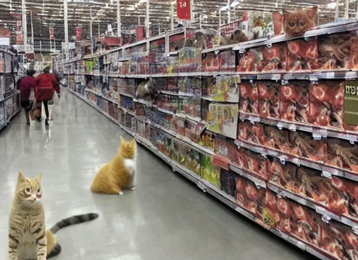 Image similar to a costco full of cats