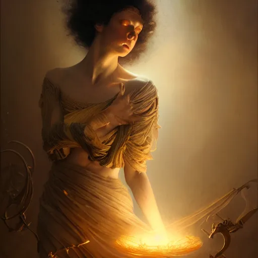 Image similar to the transcendent beings embodying fundamental fear, studio light, photoreal, by jaime jones, tom bagshaw, lawrence alma - tadema, greg rutkowski, deviantart contest winner, fantasy art, daz 3 d, intricate, elegant, highly detailed, 8 k, digital painting, concept art, sharp focus, illustration, golden ratio, cosmic horror