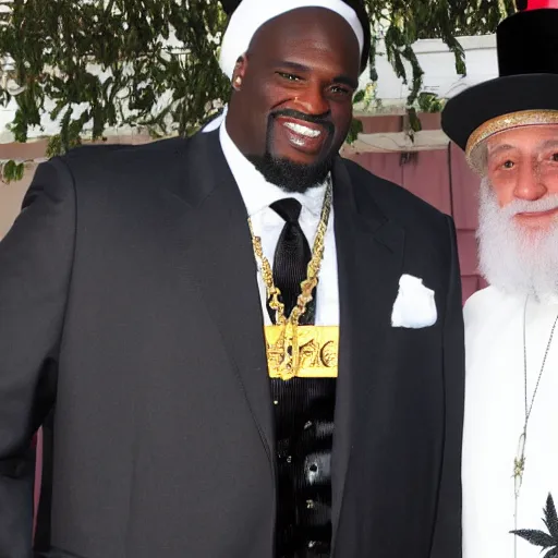 Image similar to Shaq cannabis pope coronation presented by Hasidic Superman