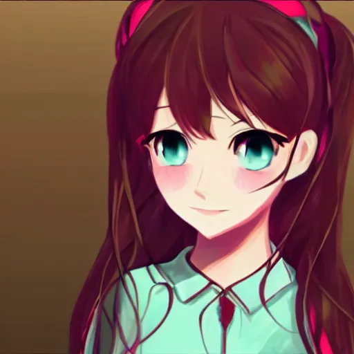 Image similar to DDLC Monika, Doki Doki Literature Club, just Monika