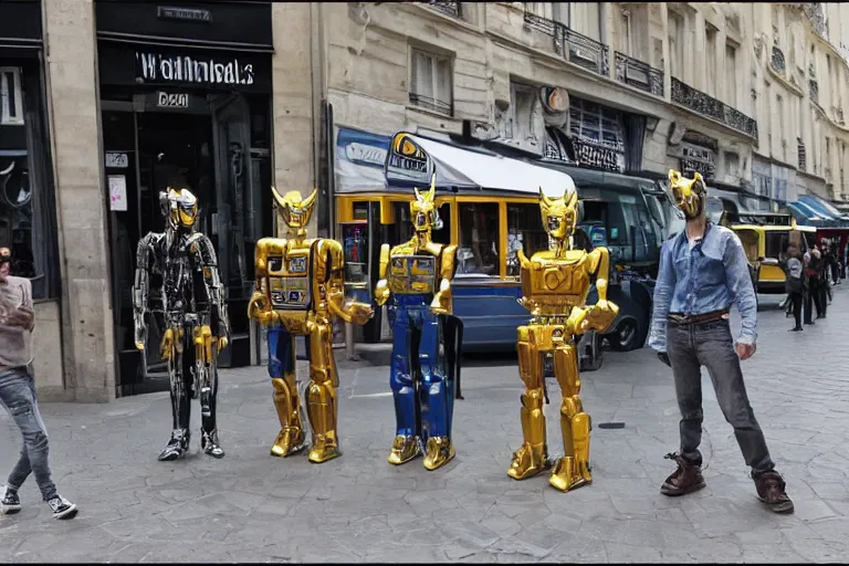 Image similar to autobots walking in paris
