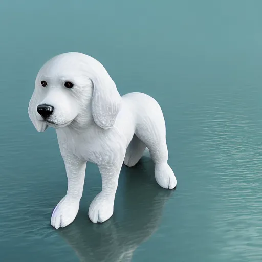 Prompt: a dog made from water. Photograph highly detailed 4K.