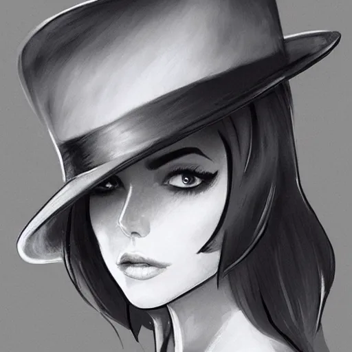 Prompt: noir detective and a fedora, full figure, raining, Artwork by Artgerm