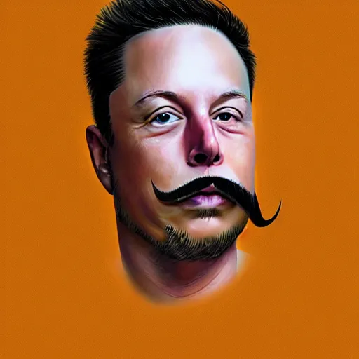 Image similar to elon with extra scratchy mcpatchy facial hair and a heavy fu manchu, photorealistic digital painting