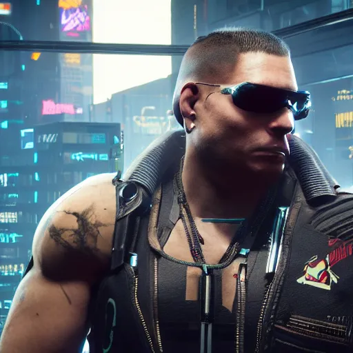 Image similar to english bulldog with augmentations cyberpunk 2 0 7 7