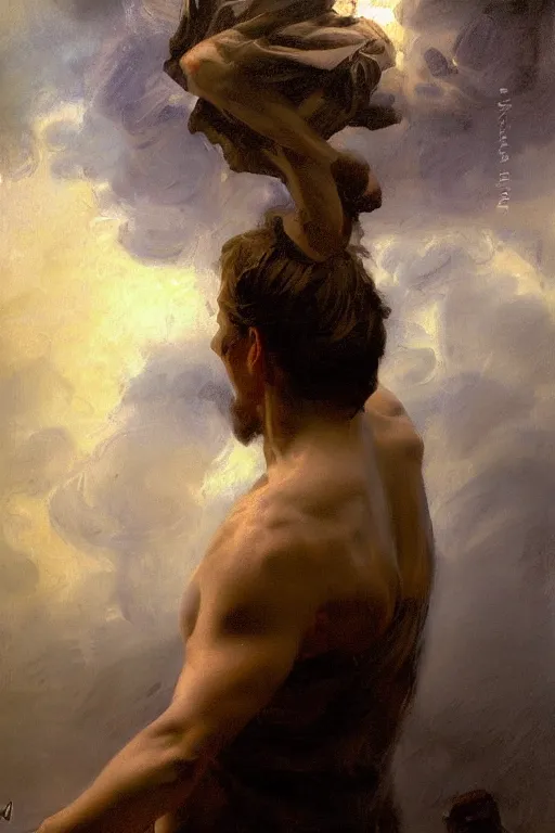 Image similar to beautiful detailed expressive impressionistic oil painting portrait of ancient roman god emperor steve buscemi levitating, ascending into the dark wearing the civic crown, renaissance painting, black background, art by anders zorn, wonderful masterpiece by greg rutkowski, expressive brush strokes, beautiful cinematic light, american romanticism by greg manchess, jessica rossier