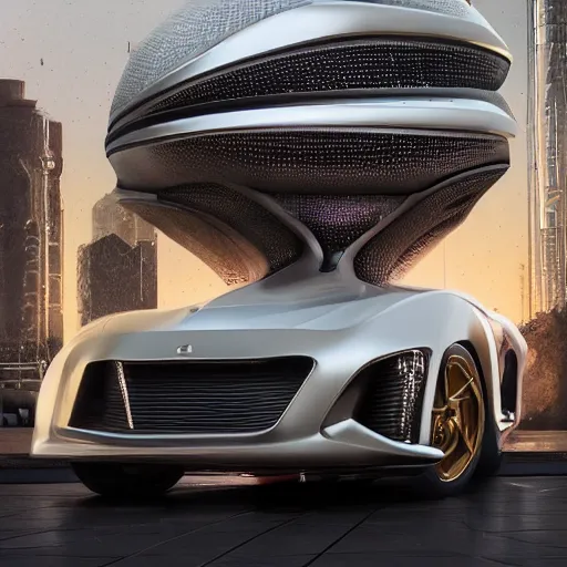 Image similar to car : motherboard forms in the style of zaha hadid architecture sci-fi futuristic setting ultra realistic photography, keyshot render, octane render, unreal engine 5 render , high oiled liquid glossy specularity reflections, ultra detailed, golden hour 4k, 8k, 16k in the style ofblade runner 2049 Cyberpunk 2077 ghost in the shell thor 2 marvel film : tilt shift: sharp focus