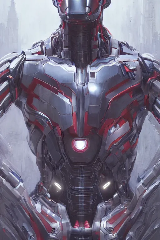 Image similar to Portrait of Mark Zuckerberg as Ultron, marvel comics, dark, intricate, highly detailed, smooth, artstation, digital illustration by Ruan Jia and Mandy Jurgens and Artgerm and Wayne Barlowe and Greg Rutkowski and Zdislav Beksinski