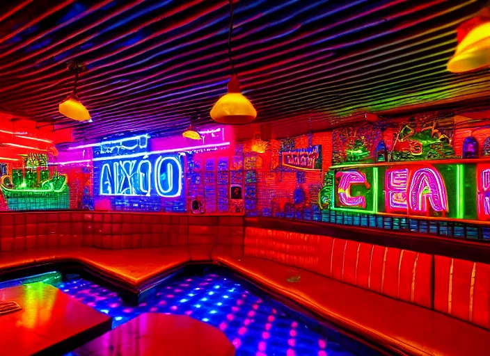 Prompt: photo of a mexican restaurant, neon lights, in a flat snowy field. 35mm. Very detailed 8k. Sharp. Cinematic post-processing. Unreal engine. Nanite. Ray tracing. Parallax. Tessellation
