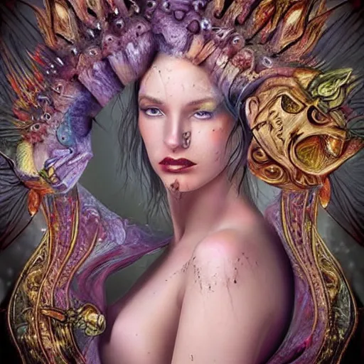 Image similar to fantasy art beauty is only skin deep