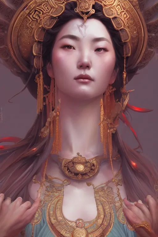 Image similar to goddess of the china, highly detailed, digital painting, artstation, concept art, smooth, sharp focus, illustration, unreal engine 5, 8 k, art by artgerm and greg rutkowski and edgar maxence