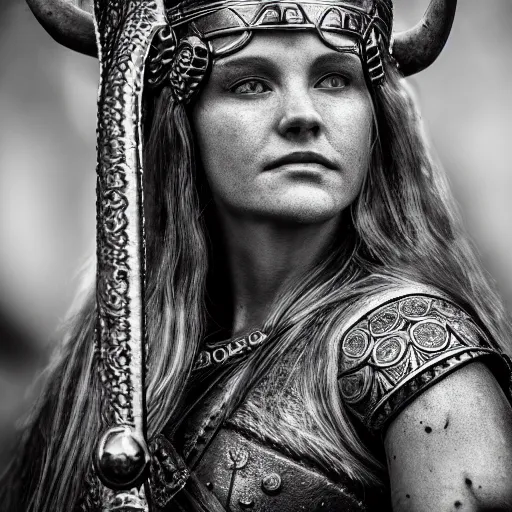 Image similar to real photo of a beautiful viking queen, macro 20mm