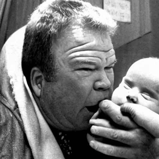 Prompt: william shatner eating a baby