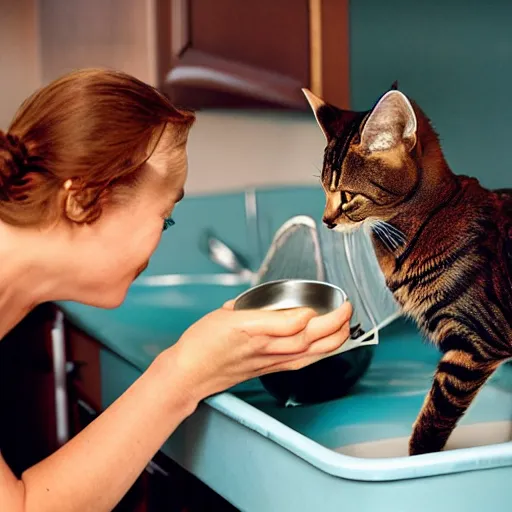 Image similar to two cats doing dishes