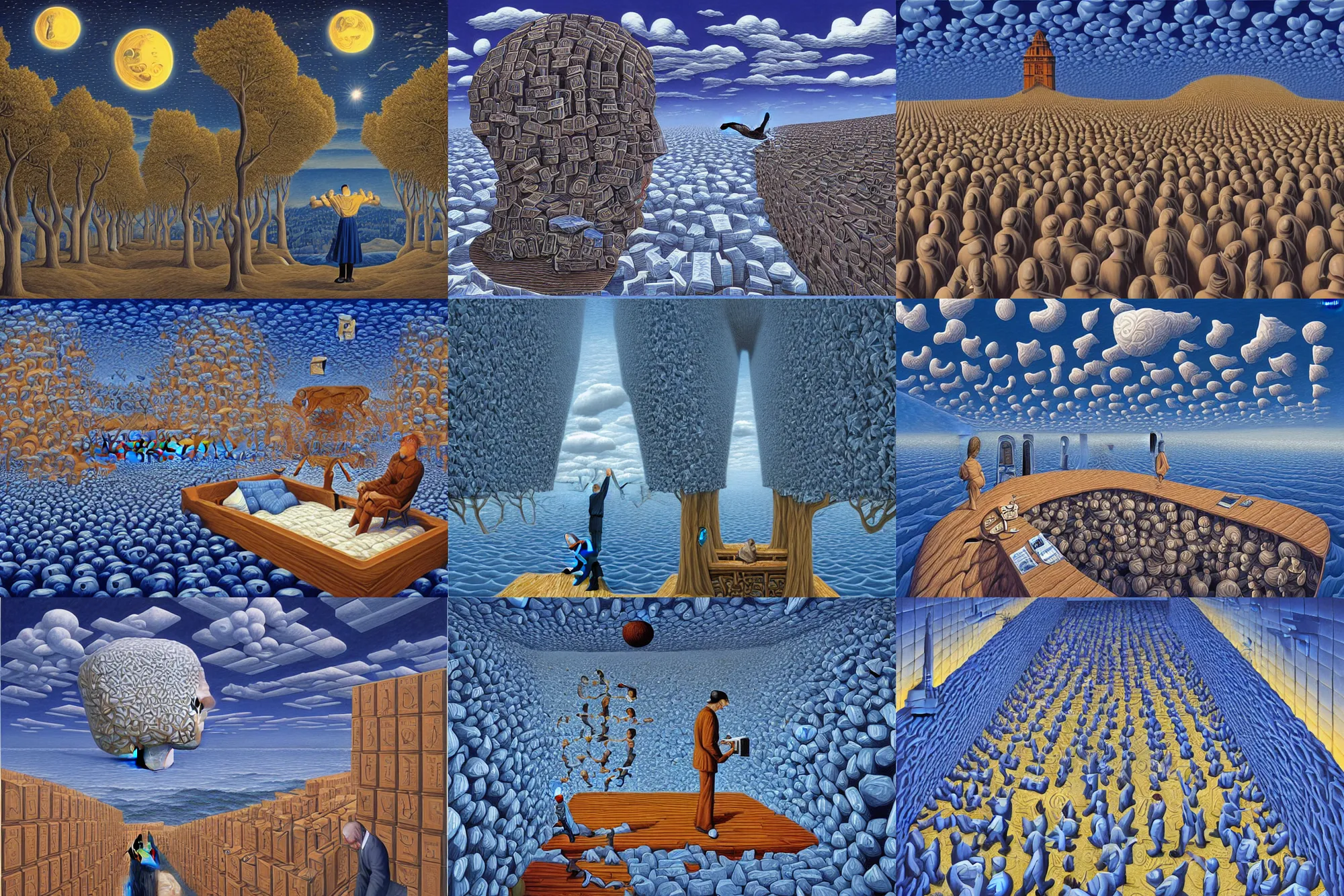 Prompt: inside the head of John Malcovich repeating, by Rob Gonsalves