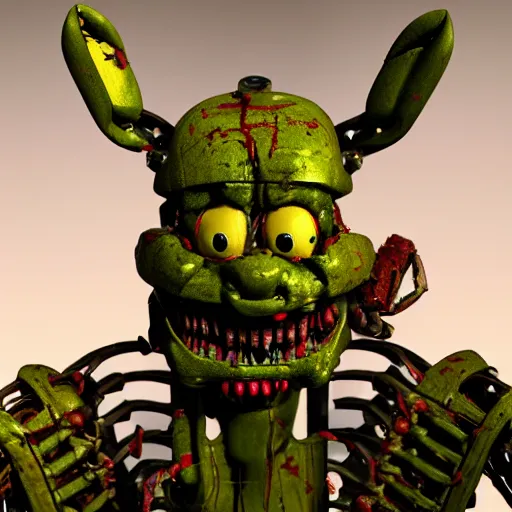 Image similar to scary and ugly horror animatronic springtrap, 8 k, super detailed, octane render, vfx, super realistic, unreal engine 5, cinematic
