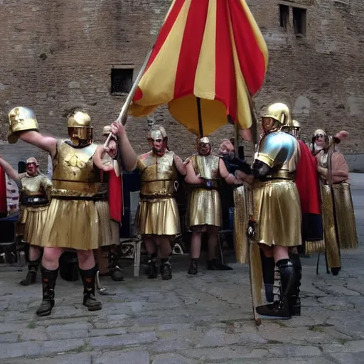 Prompt: roman soldiers celebrating!