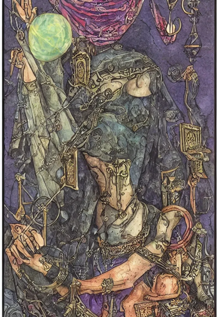 Image similar to Jurgen Schmidhuber on a tarot card tarot major arcana