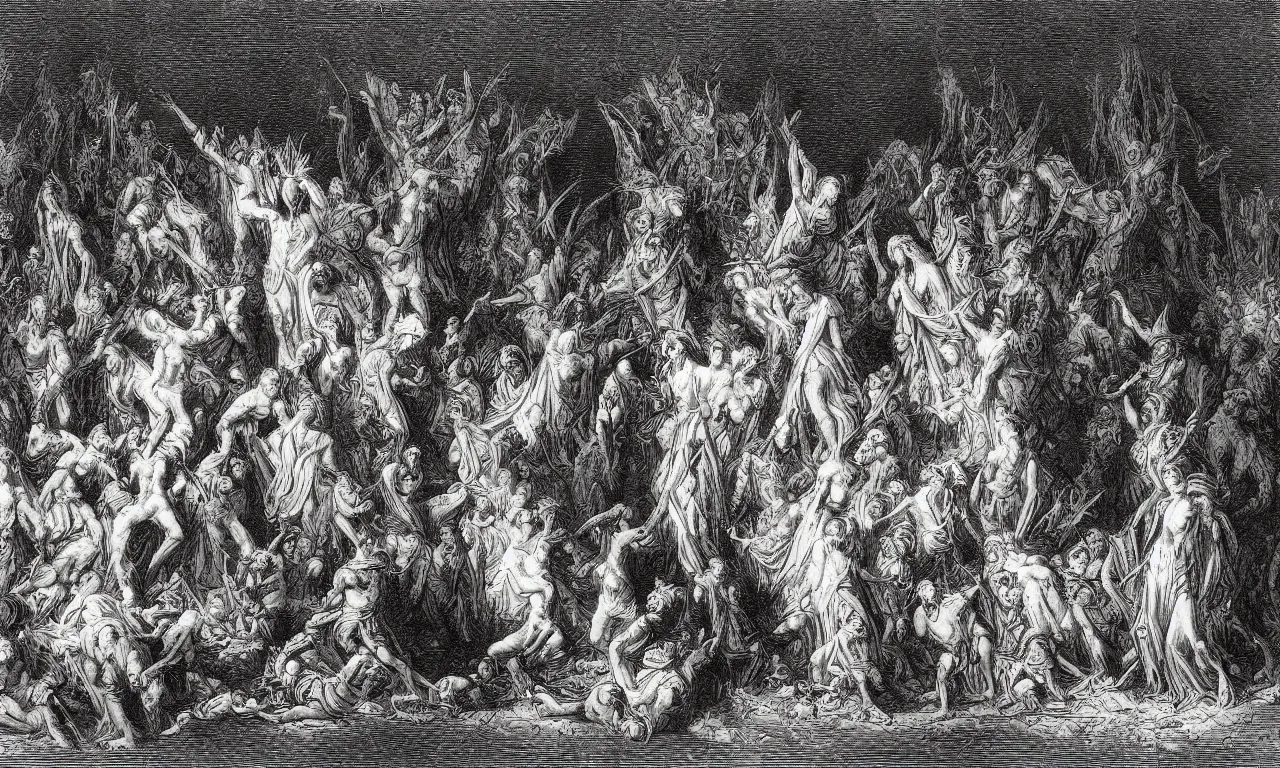 Image similar to dantes purgatory, by gustav dore