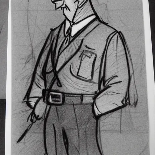 Prompt: milt kahl pencil sketch of adolf hitler warner brothers cartoon