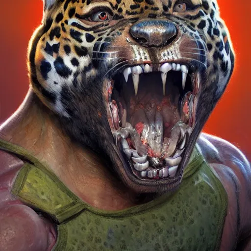 Prompt: Buff wrestler wearing a jaguar mask, character portrait art by Donato Giancola, Craig Mullins, digital art, trending on artstation