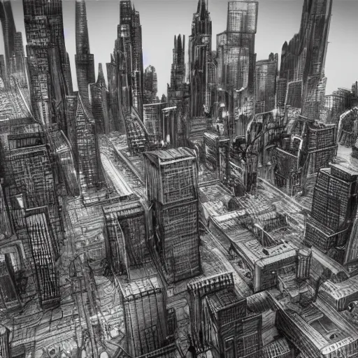 Image similar to city landscape 3d concept art, ultra realistic, metropolis, noir