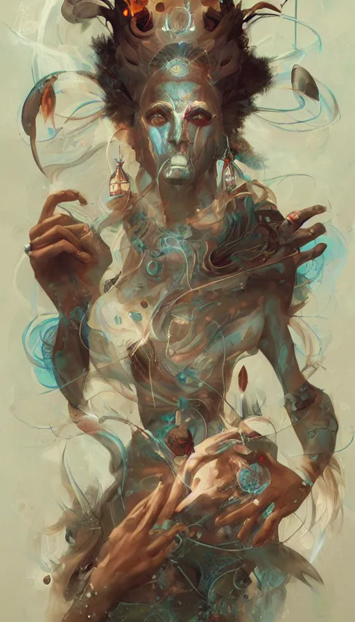 Prompt: portrait of a digital shaman, by peter mohrbacher