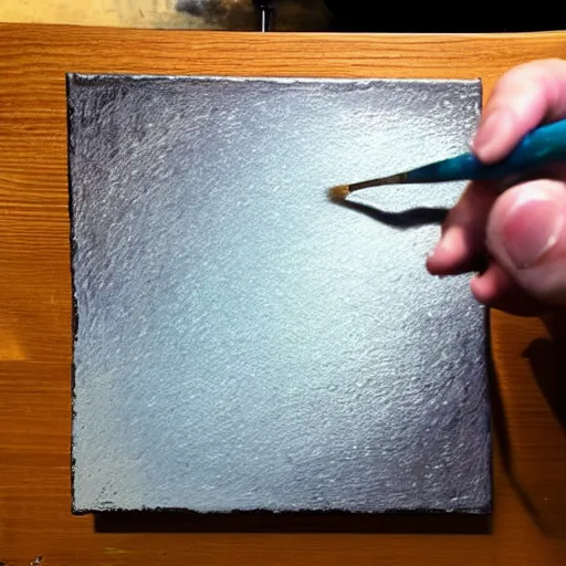 Prompt: “A photo of painting a wet metal surface”