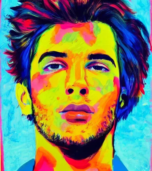 a vivid colourful painting of the most handsome young | Stable ...