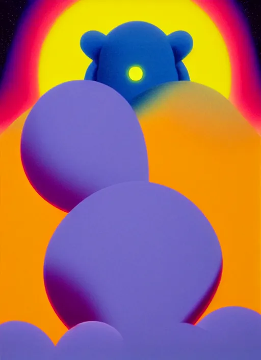 Prompt: night by shusei nagaoka, kaws, david rudnick, airbrush on canvas, pastell colours, cell shaded, 8 k