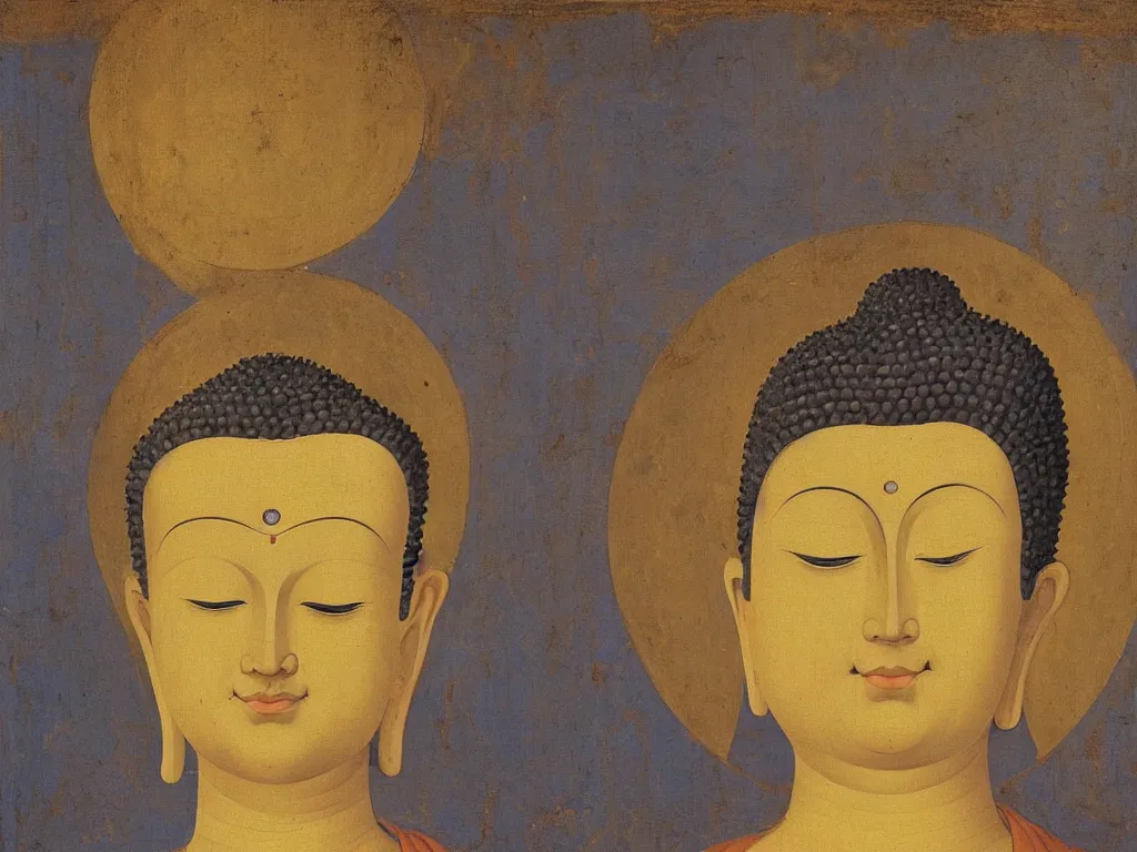 Image similar to Portrait of the Buddha. Painting by Fra Angelico.