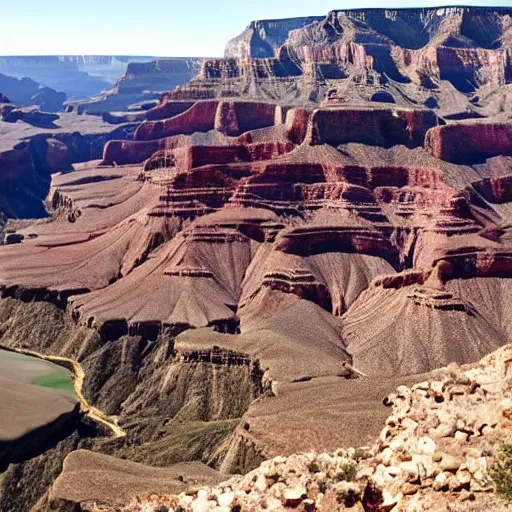 Prompt: the Grand Canyon full of soccer balls