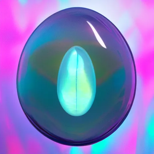 Prompt: - an iridescent angels egg inside a translucent rubber shell, bio luminance, hyper details, cinematic lights, photo bashing, cinematic lighting, octane