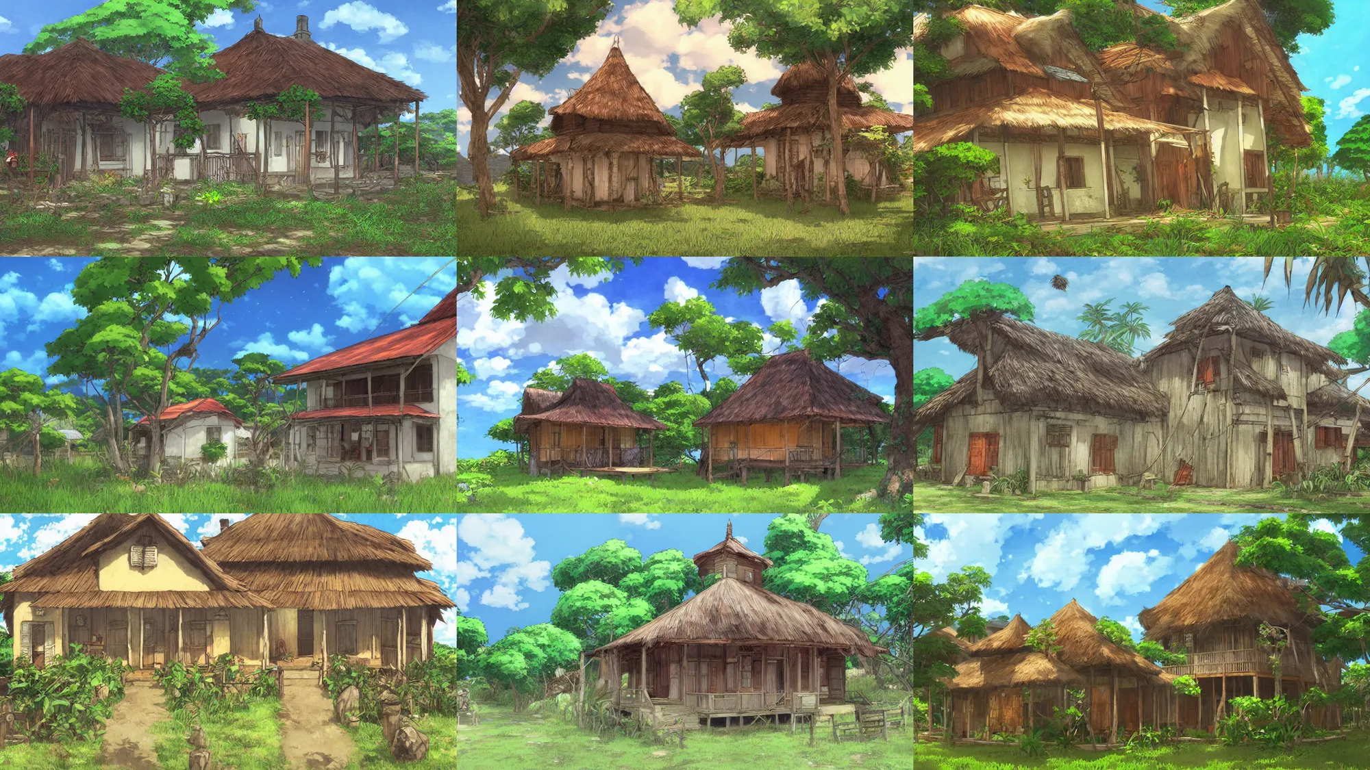 Prompt: traditional creole house from Reunion Island by Makoto Shinkai, by Studio Ghibli,trending on artstation,anime