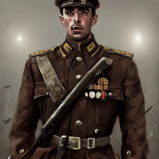 Prompt: portrait of a spanish republican officer ruben ruiz ibarruri, tragic, military art, fantasy, hd shot, digital portrait, beautiful, artstation, comic style, by artgerm, guy denning, jakub rozalski, magali villeneuve and charlie bowater