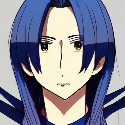 Image similar to Anime concept art of a man with navy blue hair