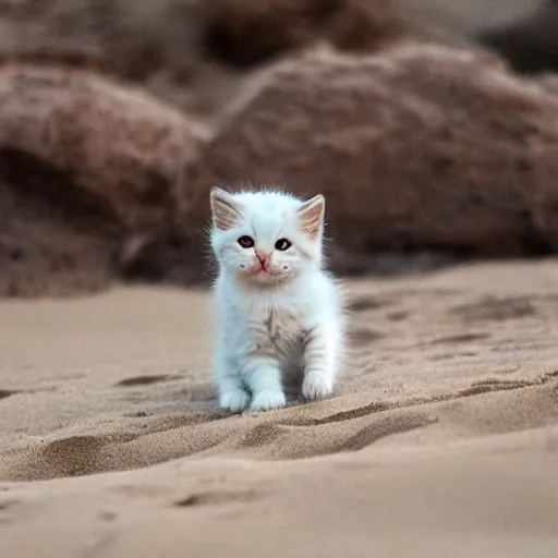 Image similar to little kitten alone on the beach