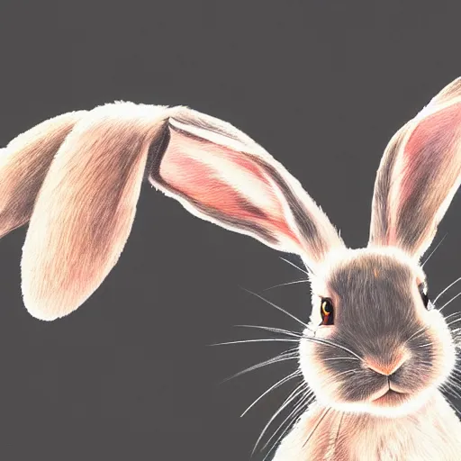 Image similar to a digital painting portrait of a rabbit wearing a vr hmd, black background with stars, photorealism