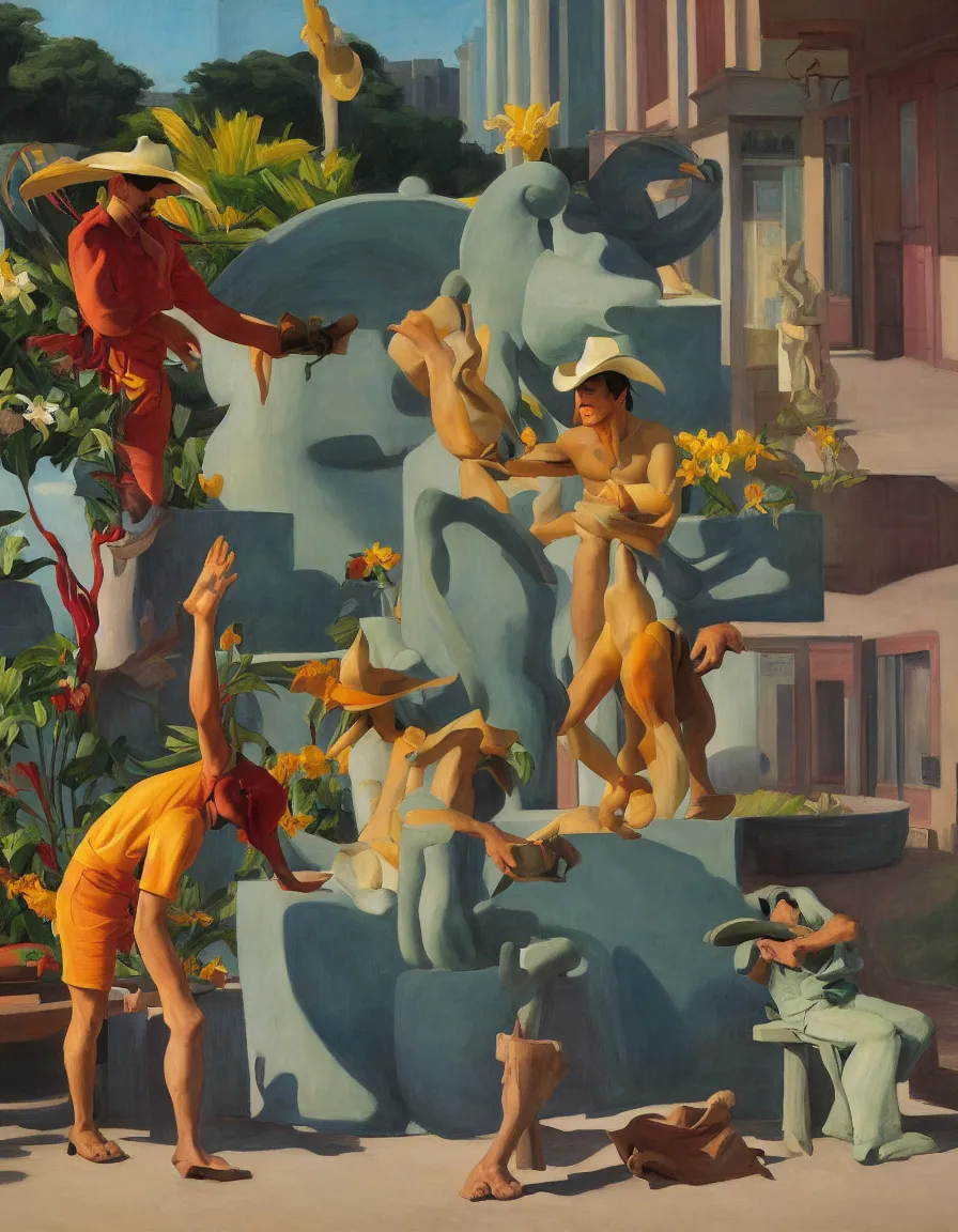 Prompt: a cowboy turning into blooms by edward hopper. tropical sea slugs. complementary colors. national geographic. 8 k, rendered in octane, smooth gradients. sculpture by antonio canova. a cowboy by slim aarons, by zhang kechun, by lynda benglis, by frank frazetta.