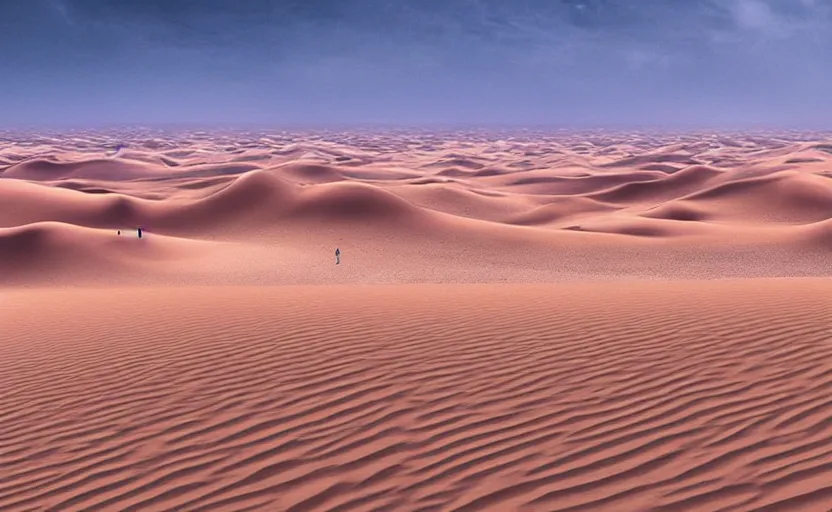 Image similar to a matte painting of desert dunes with blue light falling on them, trending on artstation, cgsociety