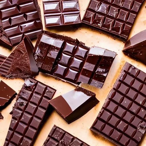 Prompt: extremely delicious looking photo of chocolate bar, expensive top quality product, most perfect chocolate on the world, small manufacture, unique style, 8 k, product photography, professional studio photography