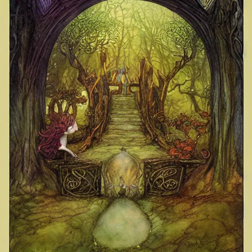Prompt: entrance to the fae realm by brian froud
