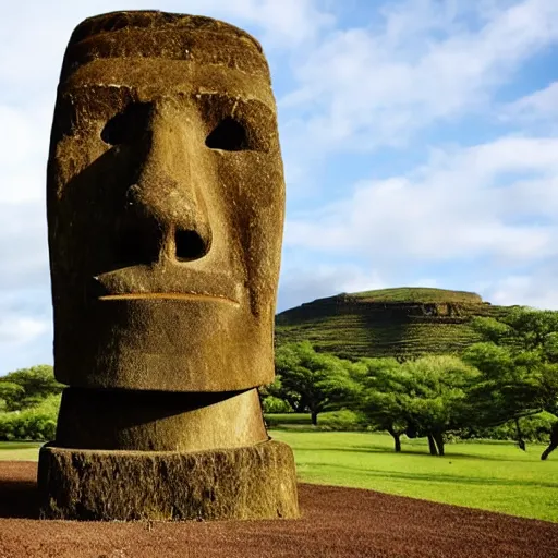 Prompt: moai statue giving a ted talk