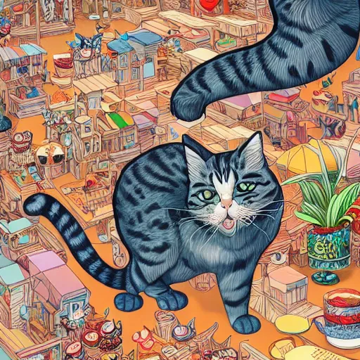 Image similar to crazy cat house, extremely detailed, sharp focus, wide view, full body shot, smooth, digital illustration, by james jean, by rossdraws, frank franzzeta, sakimichan