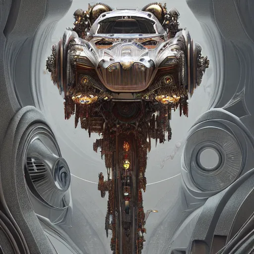 Image similar to cyborg supercar : by michal karcz, daniel merriam, victo ngai and guillermo del toro : ornate, dynamic, particulate, intricate, elegant, highly detailed, centered, artstation, smooth, sharp focus, octane render