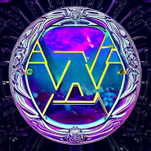 Image similar to a and w vaporwave logo, digital art, cosmic, 3 d high definition, trending on art station, photorealistic, high resolution, 8 k, octane, hyper detailed, insane details, intricate, elite, ornate, elegant trend, highly detailed and intricate, sharp focus, photography, unreal engine