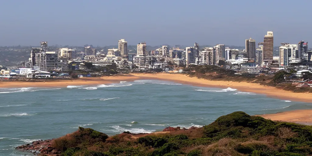 Image similar to Durban skyline in style of Anton kannemeyer