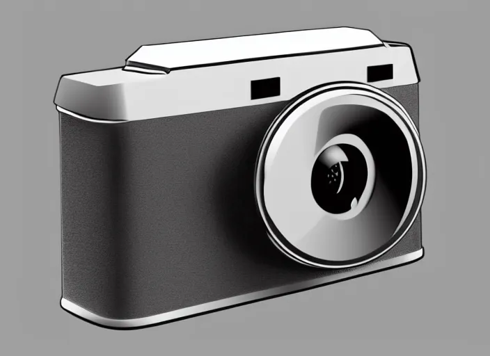 Prompt: modern camera designed by Dieter Rams, front view, photoshop concept, digital art, illustration