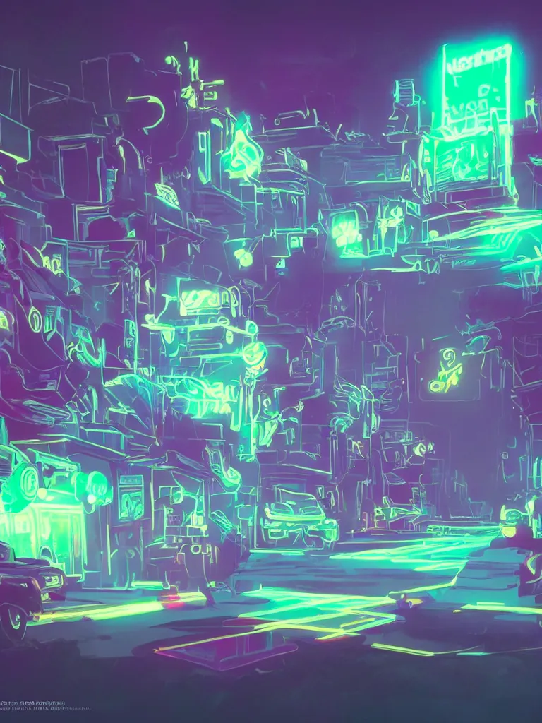 Prompt: neon glowing light leaks by disney concept artists, blunt borders, rule of thirds