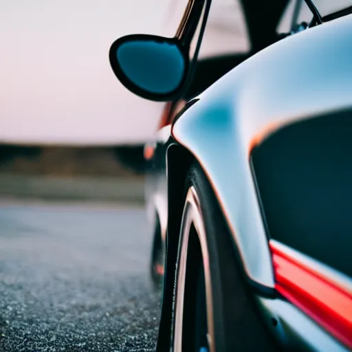 Image similar to close up photo of a porsche 9 1 1 9 6 4, cinematic, shallow dof, 3 5 mm, 4 k, macro